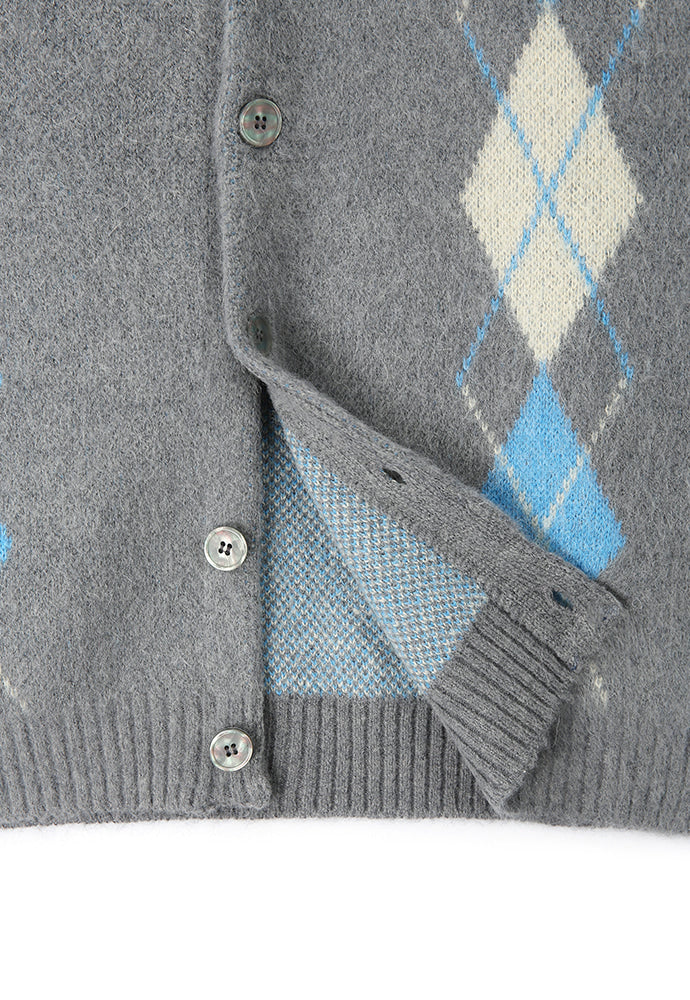 Art if acts - Argyle Mohair Knit Cardigan (Grey) product image 12 | TRAB K-Fashion Australia
