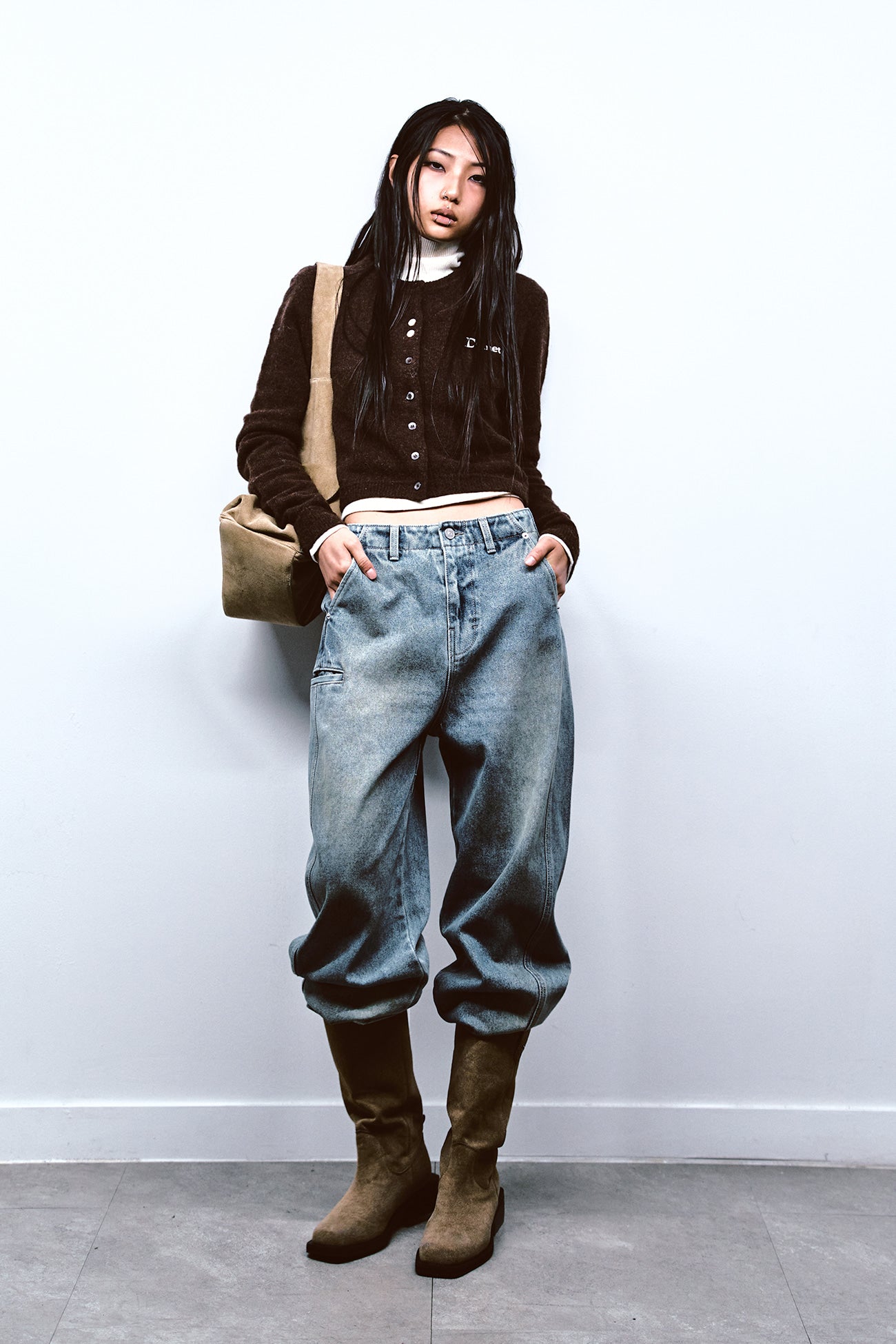 Deinet - Alpaca Round Knit Cardigan (Brown) product image 6 | TRAB K-Fashion Australia