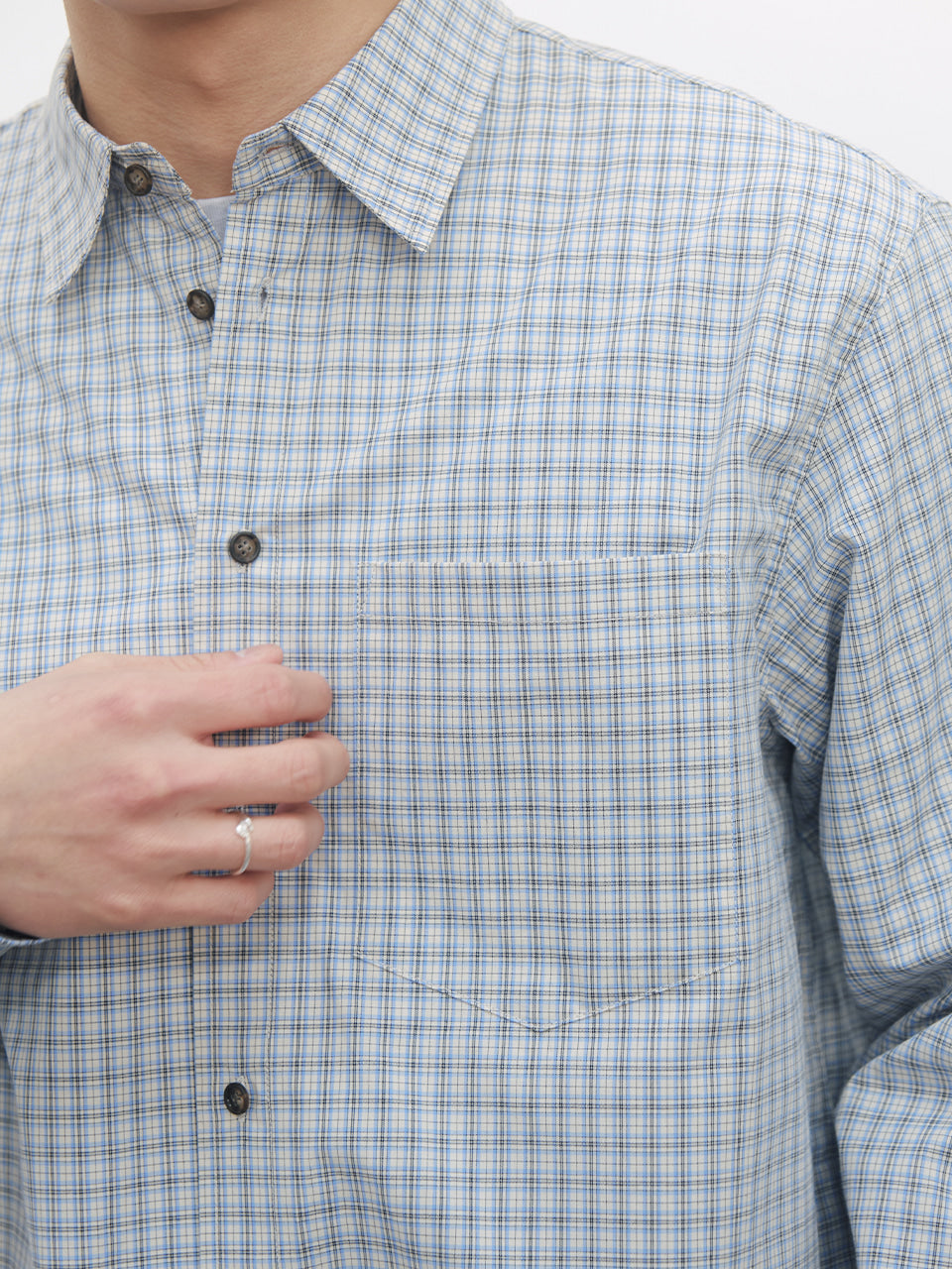 Kijun - Soft Check Shirt (Sky Blue) product image 7 | TRAB K-Fashion Australia