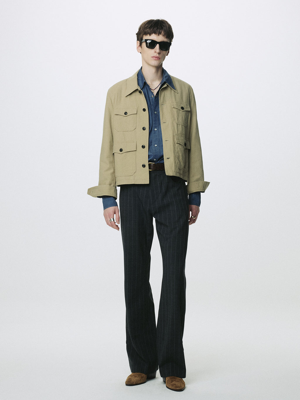 Tonywack - Striped Wool Flared-Leg Pants (Grey) product image 3 | TRAB K-Fashion Australia