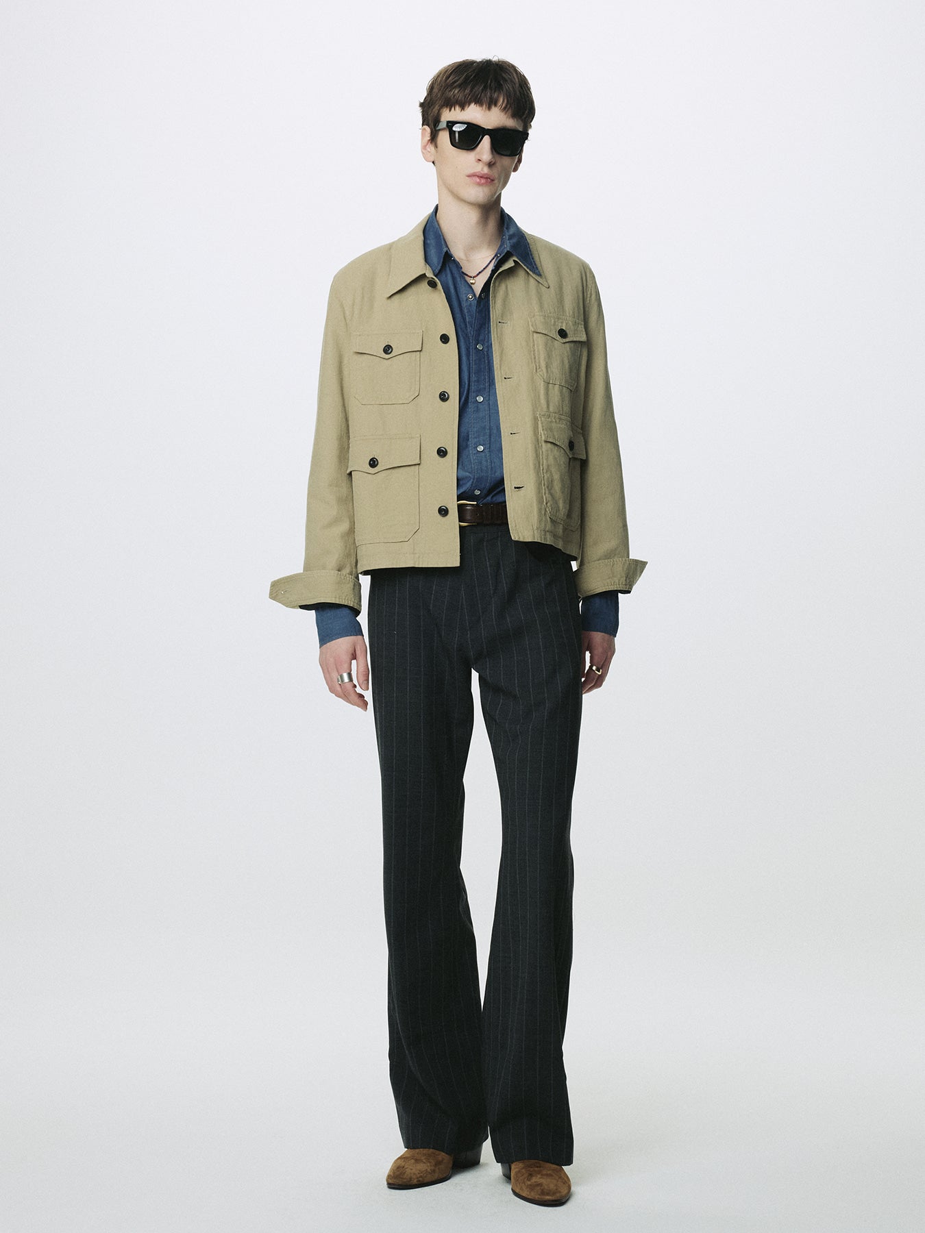 Tonywack - Striped Wool Flared-Leg Pants (Grey) product image 3 | TRAB K-Fashion Australia