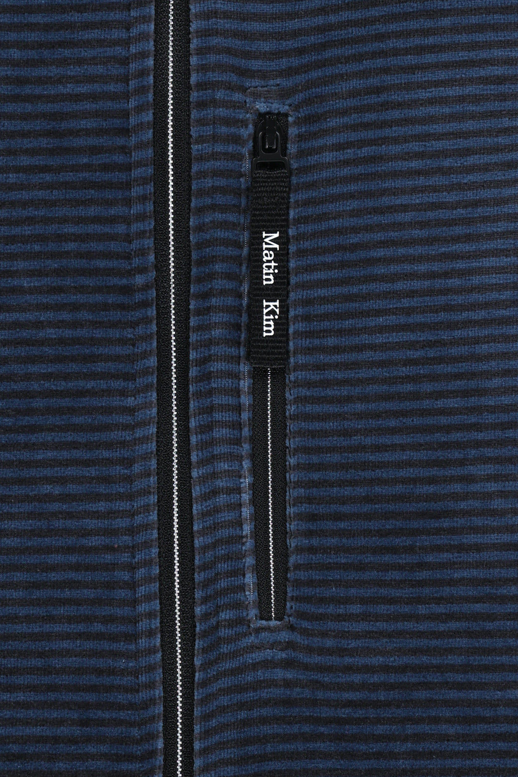 Matin Kim - [Pre-Order – Ships October 8] Striped Velour Zip Up (Navy) product image 5 | TRAB K-Fashion Australia