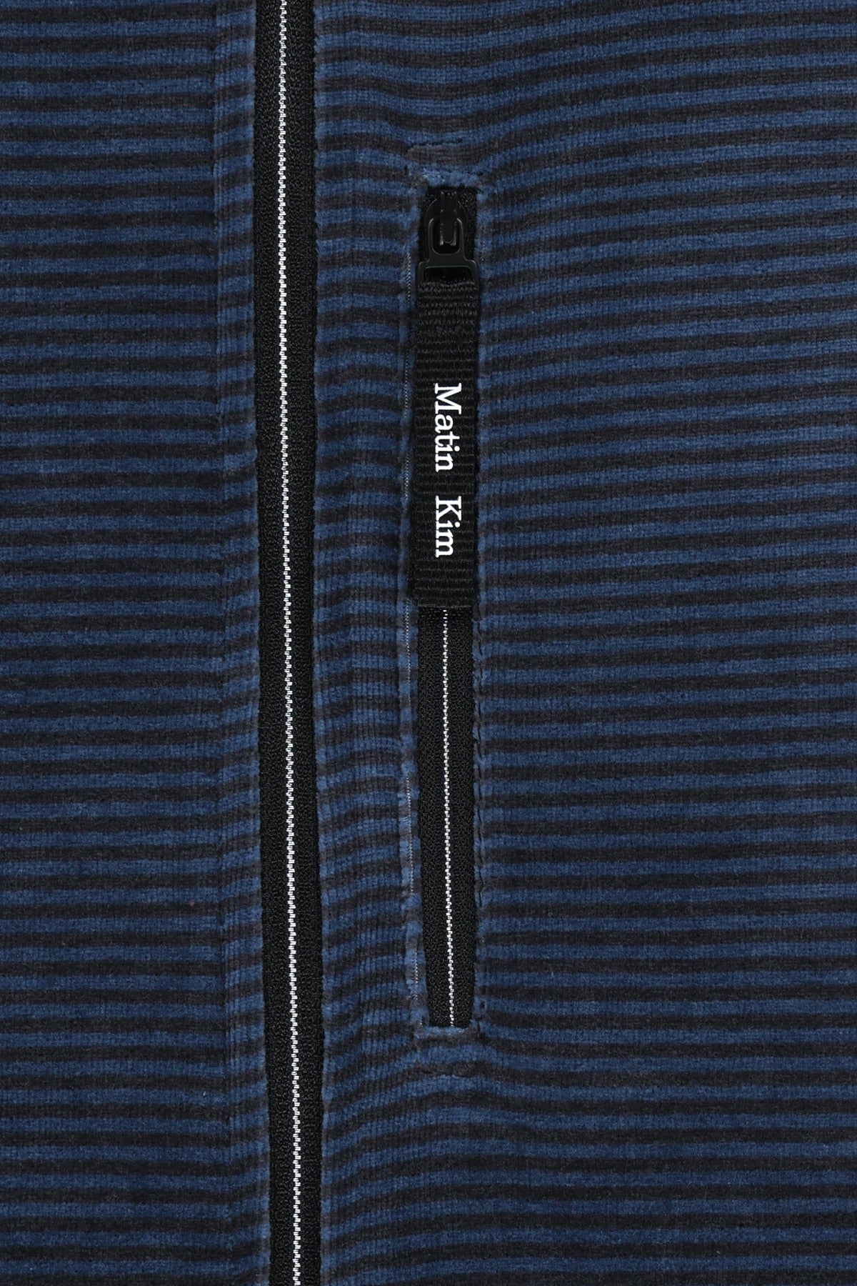 Matin Kim - [Pre-Order – Ships October 8] Striped Velour Zip Up (Navy) product image 5 | TRAB K-Fashion Australia