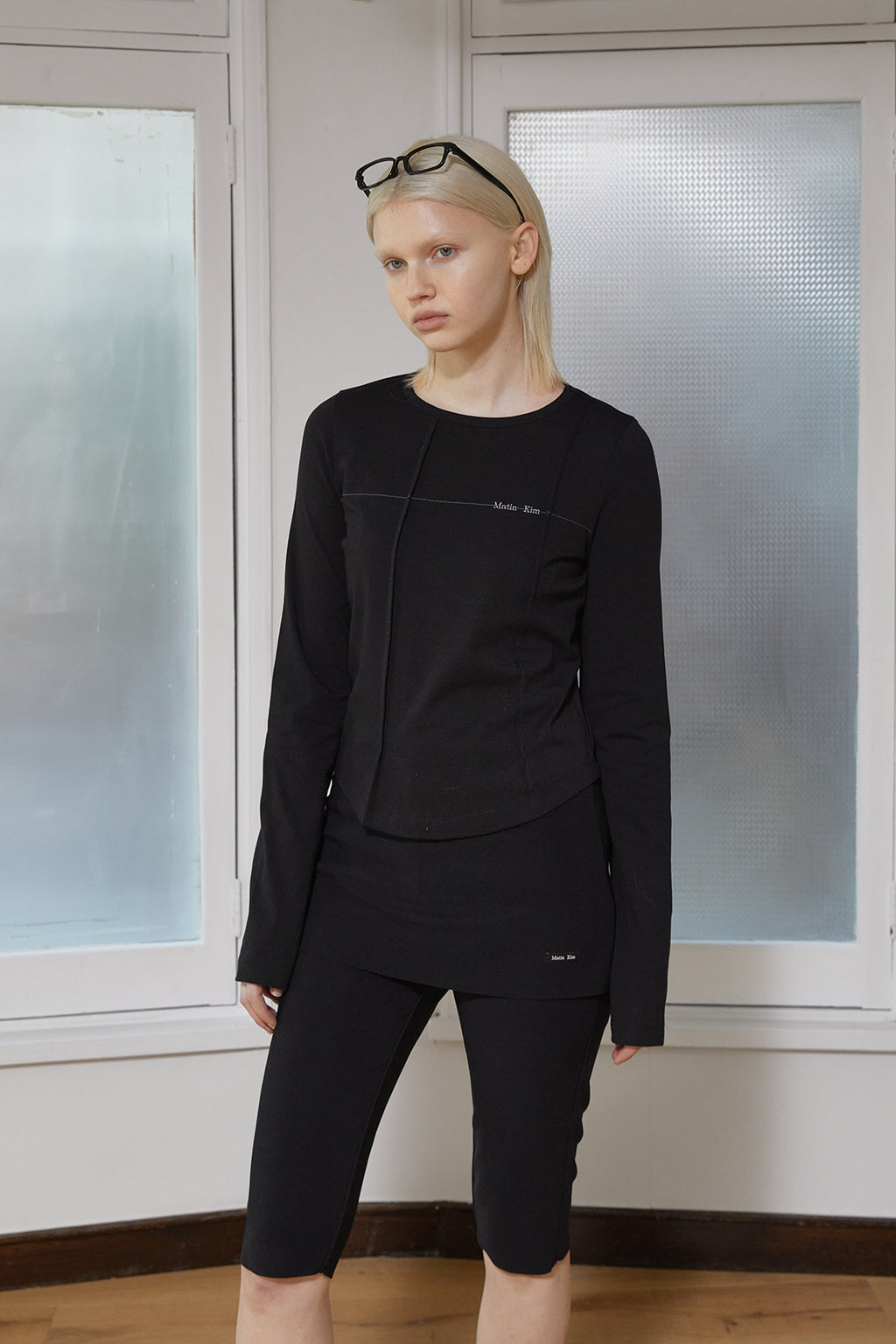 Matin Kim - Tuck Detail Small Logo Top (Black) product image 10 | TRAB K-Fashion Australia