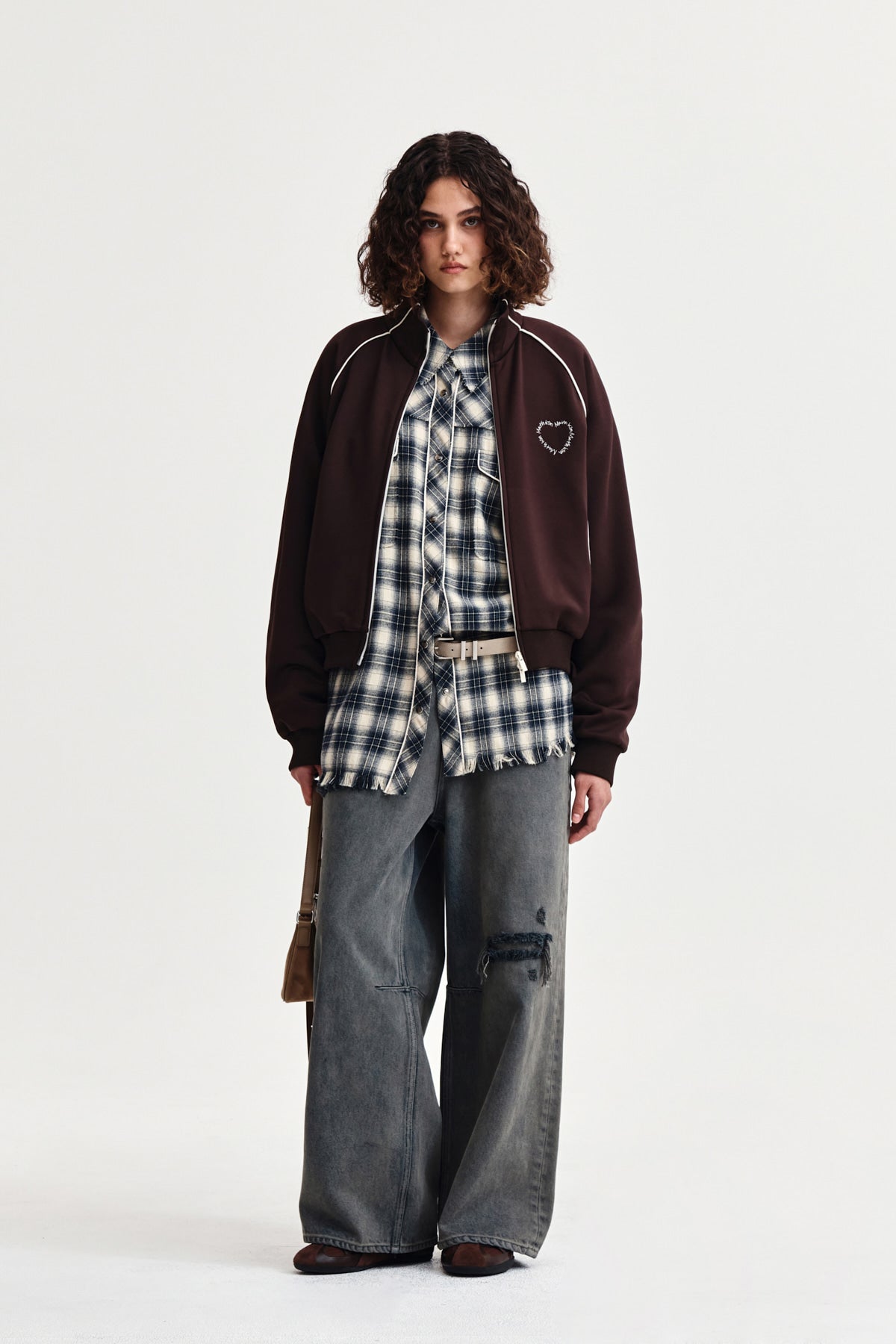 Matin Kim - Heart Logo Track Jumper (Brown) product image 10 | TRAB K-Fashion Australia