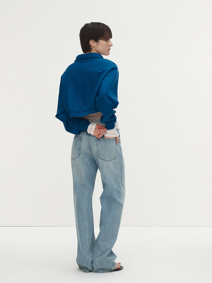 Tonywack - Garment-Dyed Cropped Zip Up Sweatshirt (Indigo) product image 5 | TRAB K-Fashion Australia