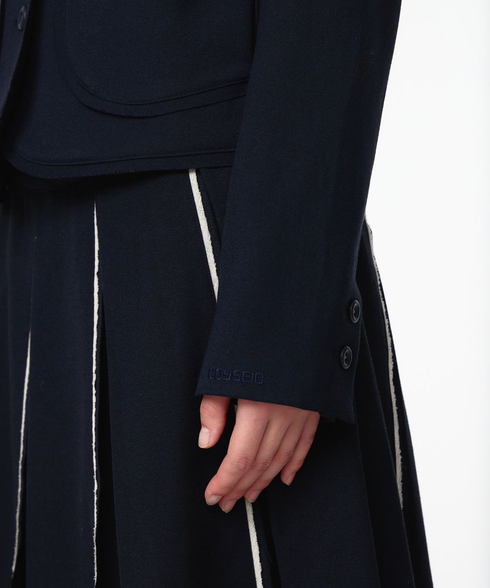 Coyseio - Rounded Raw Hem Jacket (Navy) product image 7 | TRAB K-Fashion Australia