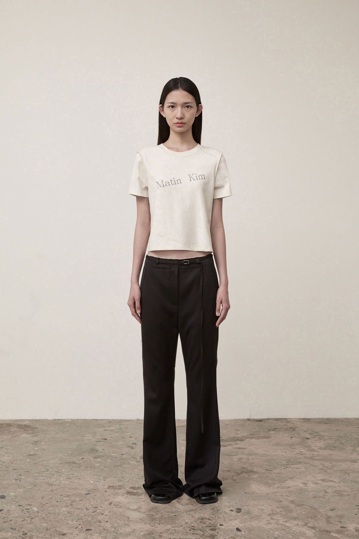 Matin Kim - Diagonal Logo Reversible Crop Top (Ivory) product image 7 | TRAB K-Fashion Australia