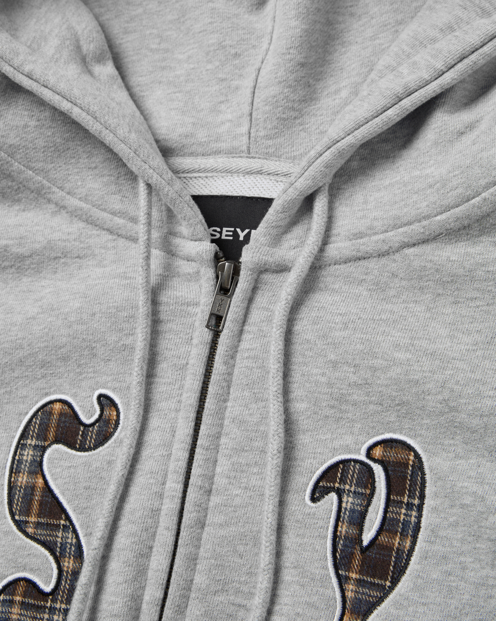 yeseyesee - Y.E.S Bully Check Zip-Up Hoodie (Grey) product image 3 | TRAB K-Fashion Australia