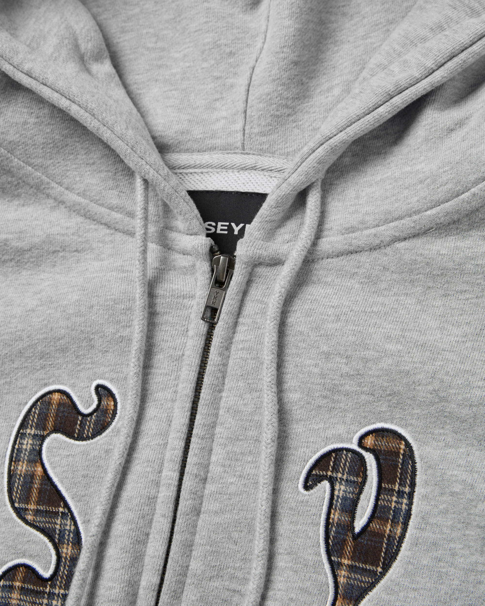 yeseyesee - Y.E.S Bully Check Zip-Up Hoodie (Grey) product image 3 | TRAB K-Fashion Australia