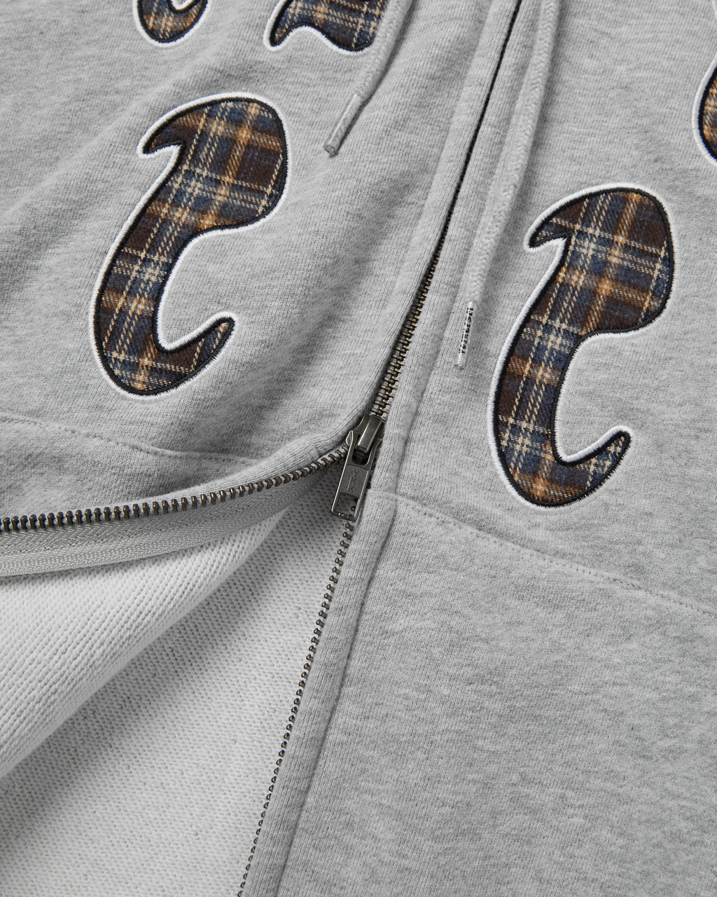 yeseyesee - Y.E.S Bully Check Zip-Up Hoodie (Grey) product image 5 | TRAB K-Fashion Australia