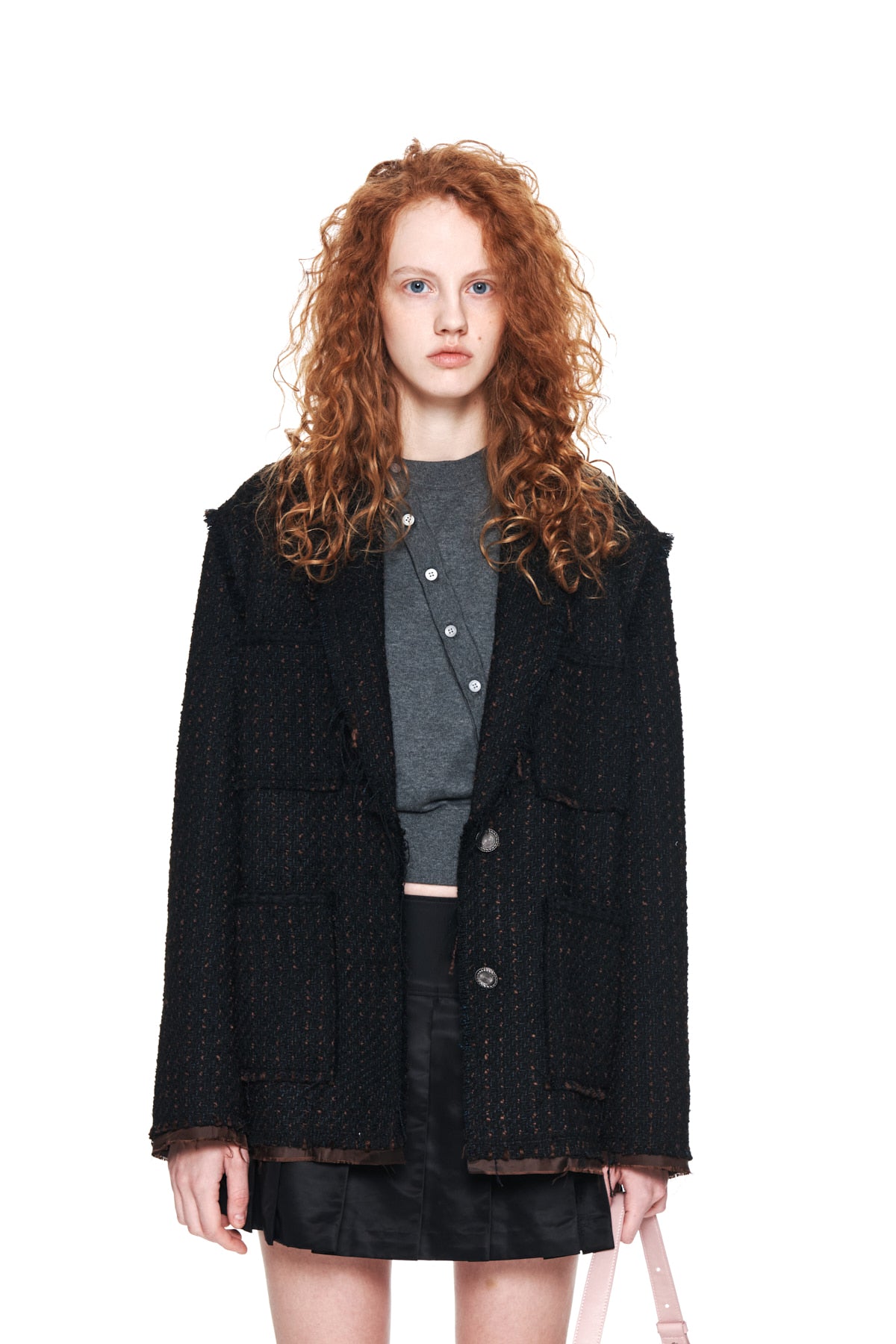 Matin Kim - Tweed Pocket Blazer (Black) product image 10 | TRAB K-Fashion Australia