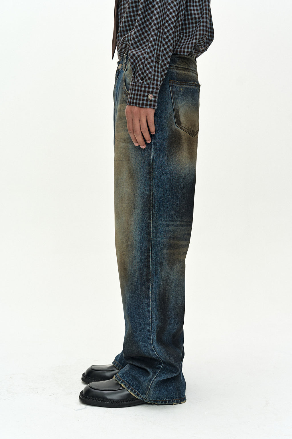 Andersson Bell - Unisex Coated Blue Wide-Leg Jeans (blue) (Blue) product image 6 | TRAB K-Fashion Australia