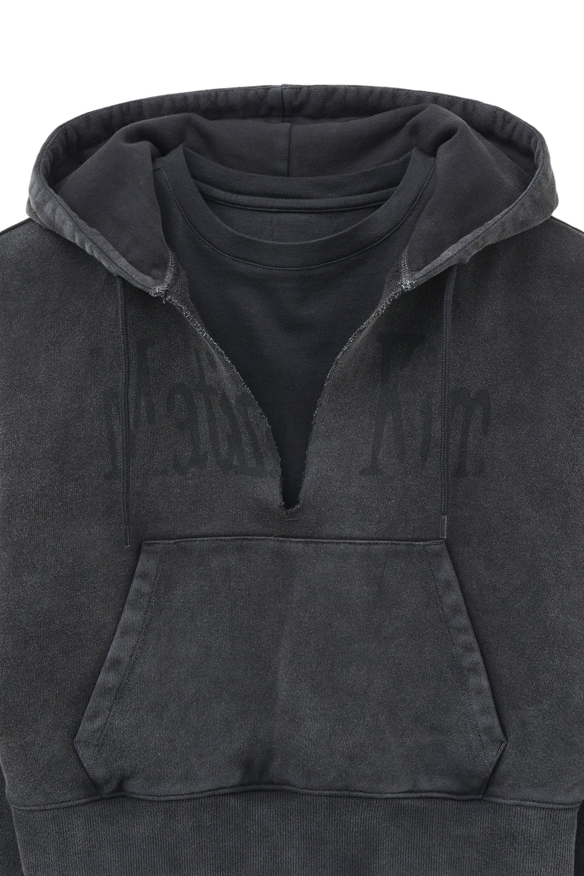 Matin Kim - Washed Layered Crop Hoody (Charcoal) product image 4 | TRAB K-Fashion Australia