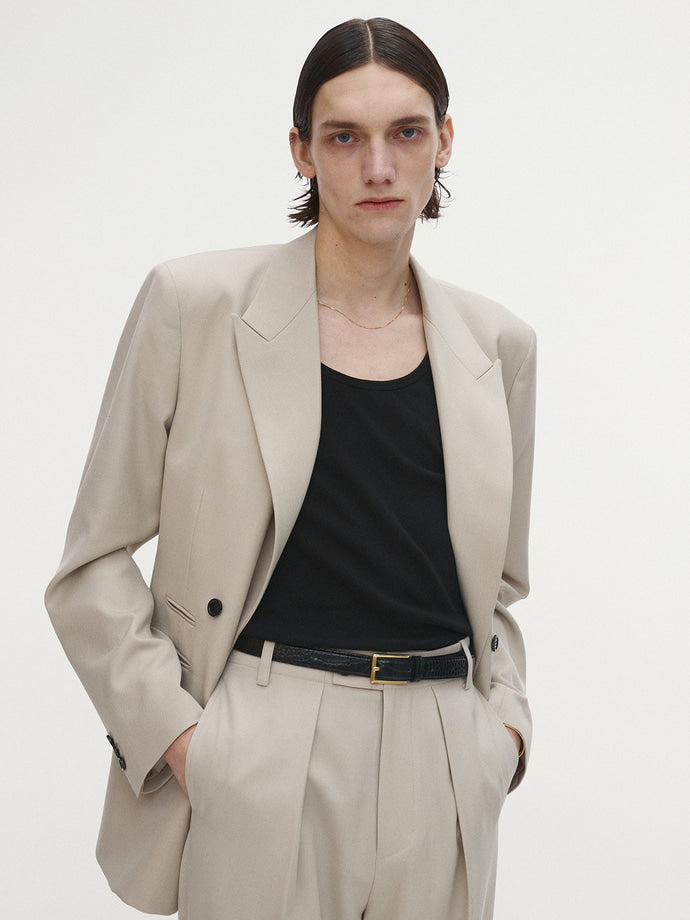 Tonywack - Wool Twill Double-Breasted Tailored Blazer (Ivory) product image 5 | TRAB K-Fashion Australia