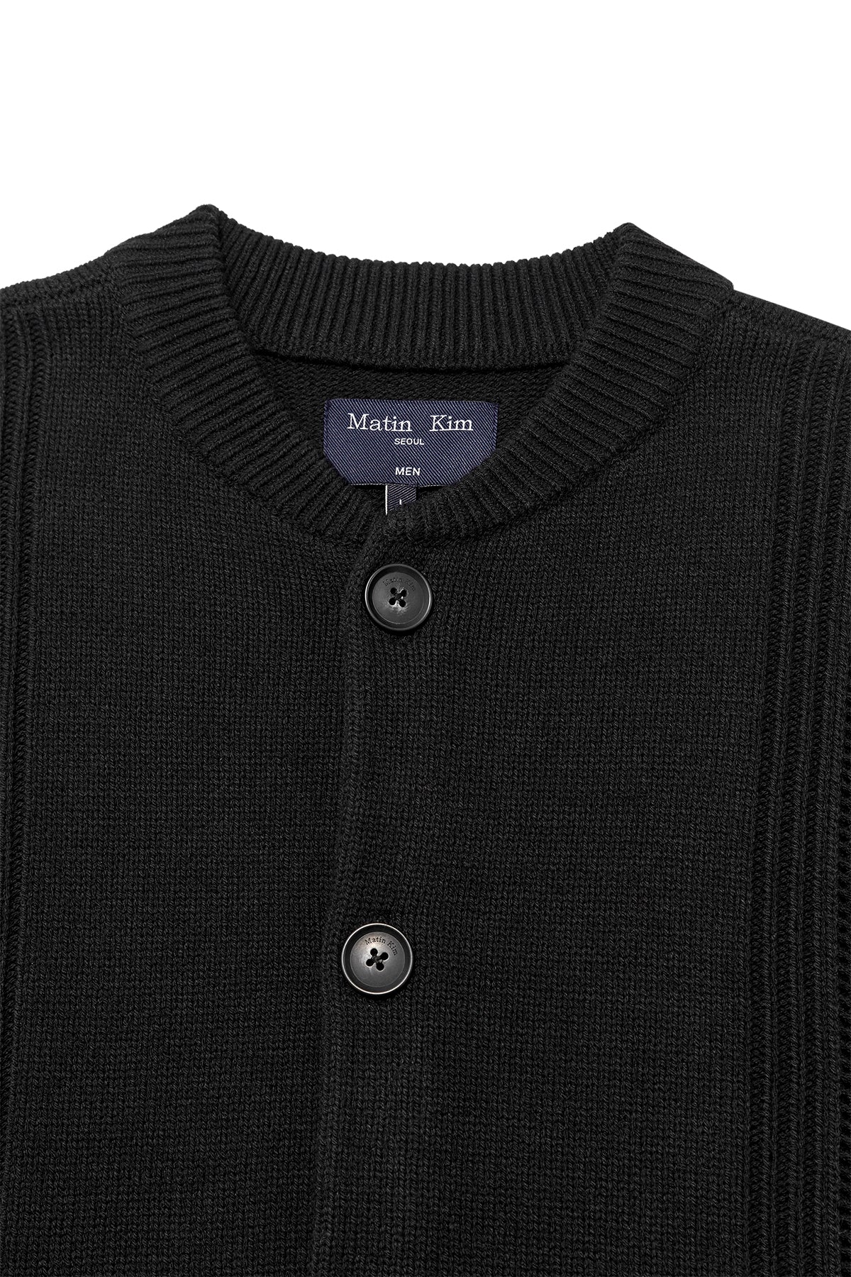 Matin Kim - Punching Line Point Round Neck Cardigan (Black) product image 3 | TRAB K-Fashion Australia