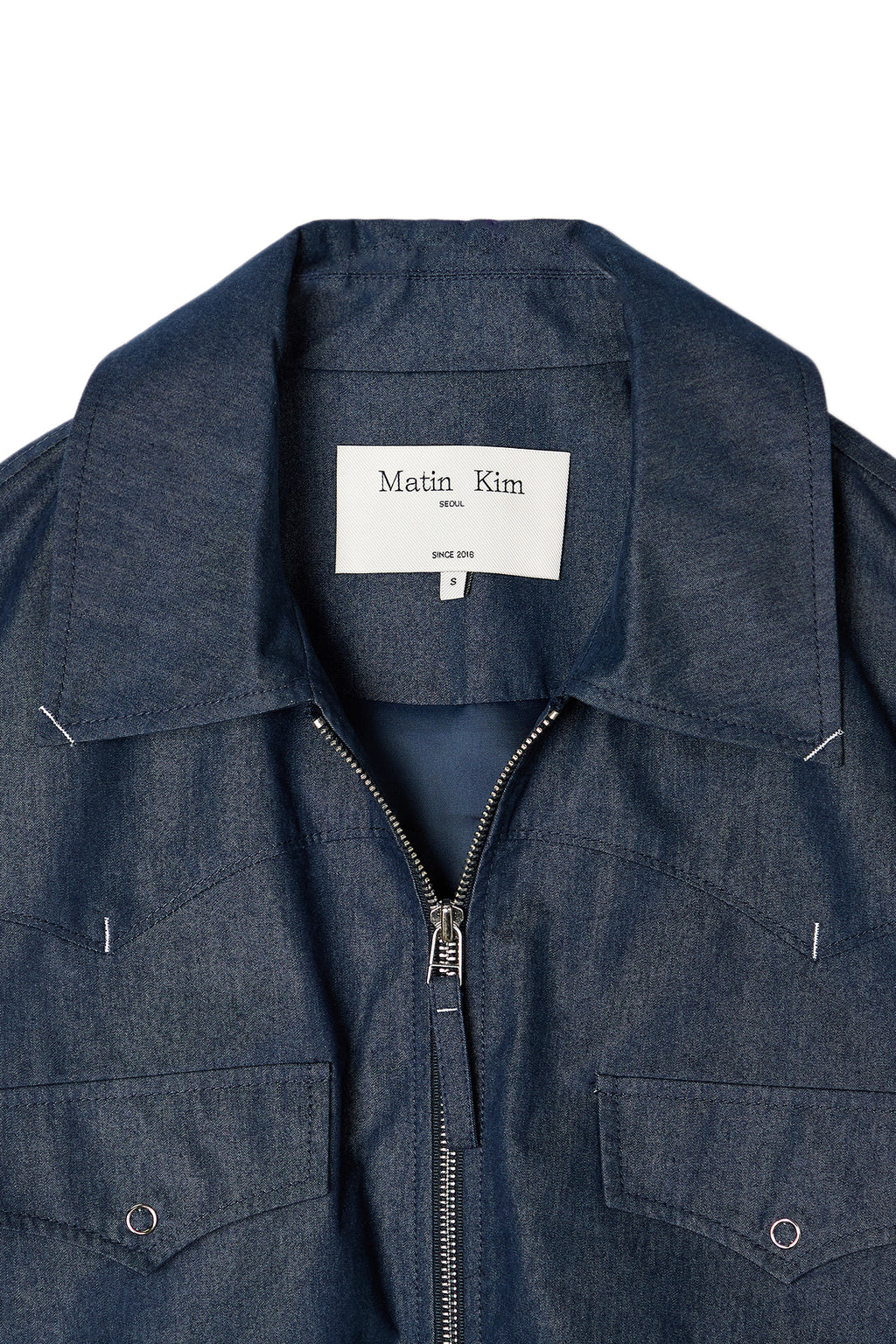 Matin Kim - Western Detail Denim Like Blouson (Navy) product image 3 | TRAB K-Fashion Australia