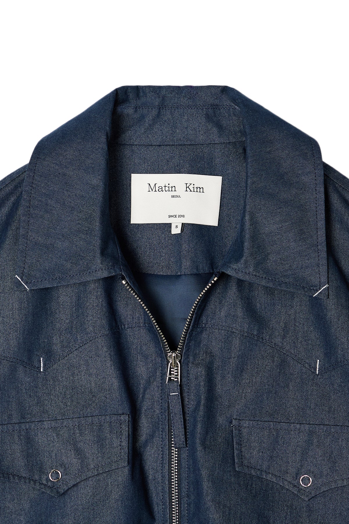 Matin Kim - Western Detail Denim Like Blouson (Navy) product image 3 | TRAB K-Fashion Australia