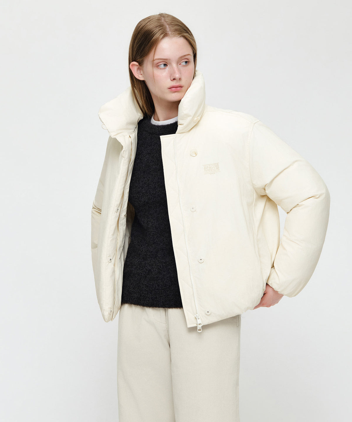Marithe & Francois Girbaud - High Neck Padded Jacket (Ivory) product image 2 | TRAB K-Fashion Australia