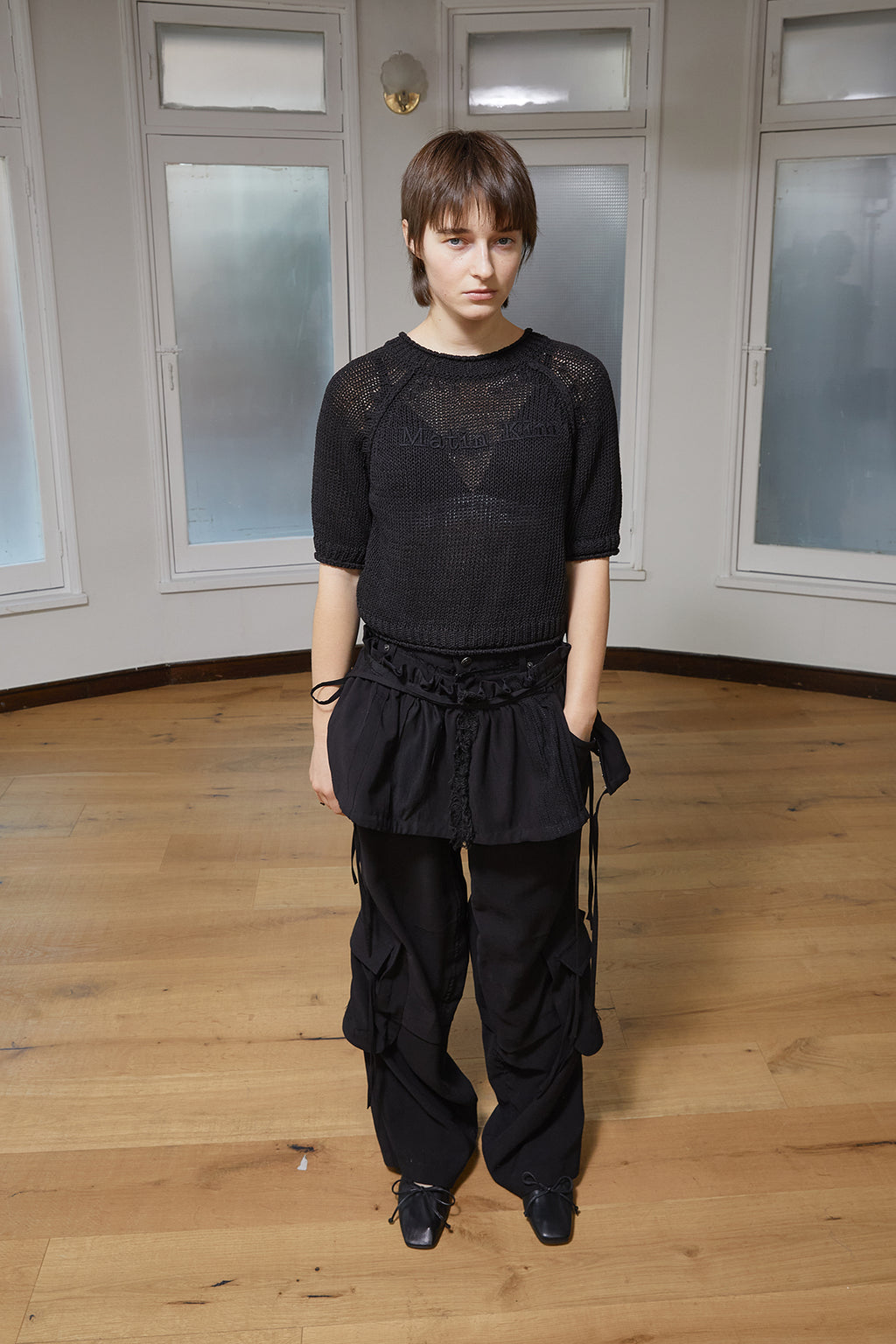 Matin Kim - Rough Patchwork Layered Skirt (Black) product image 12 | TRAB K-Fashion Australia