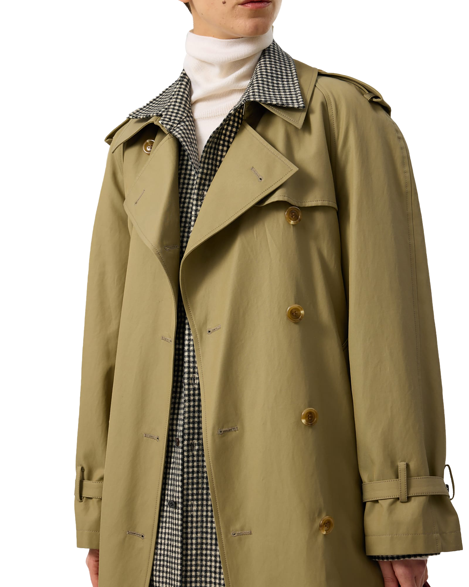 Kimhe Kim - Cotton-Rayon Belted Trench Coat (Olive Green) product image 13 | TRAB K-Fashion Australia