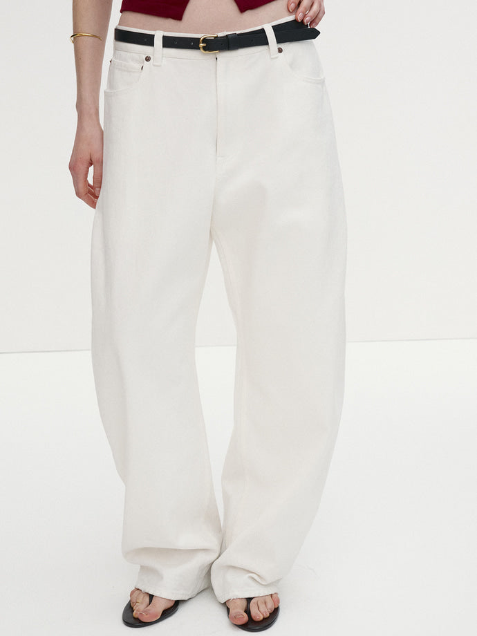 Tonywack - Side Tuck Wide-Leg Denim Jeans (Ecru) product image 7 | TRAB K-Fashion Australia