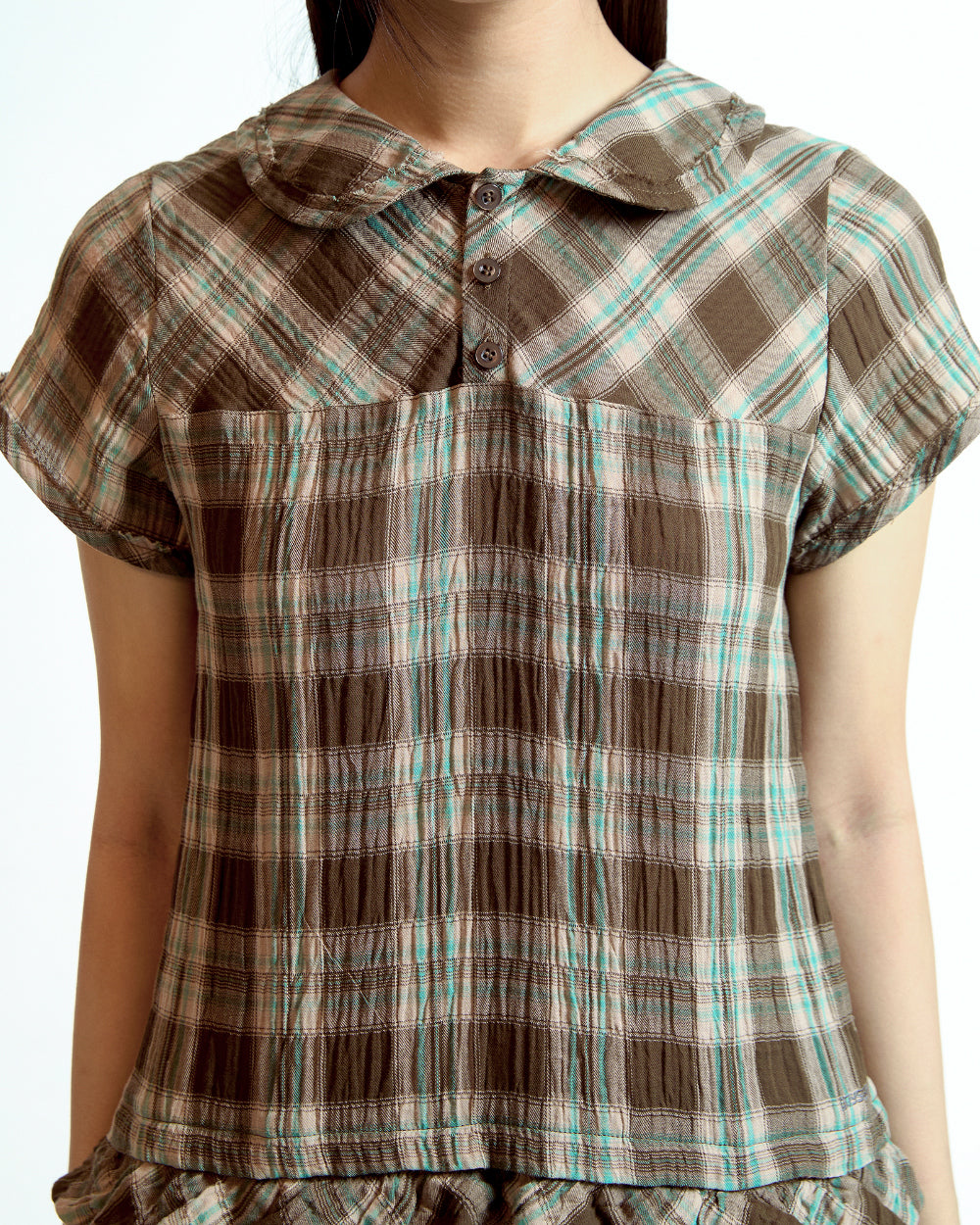 Coyseio - Raw Edge Check One Piece (Brown) product image 7 | TRAB K-Fashion Australia