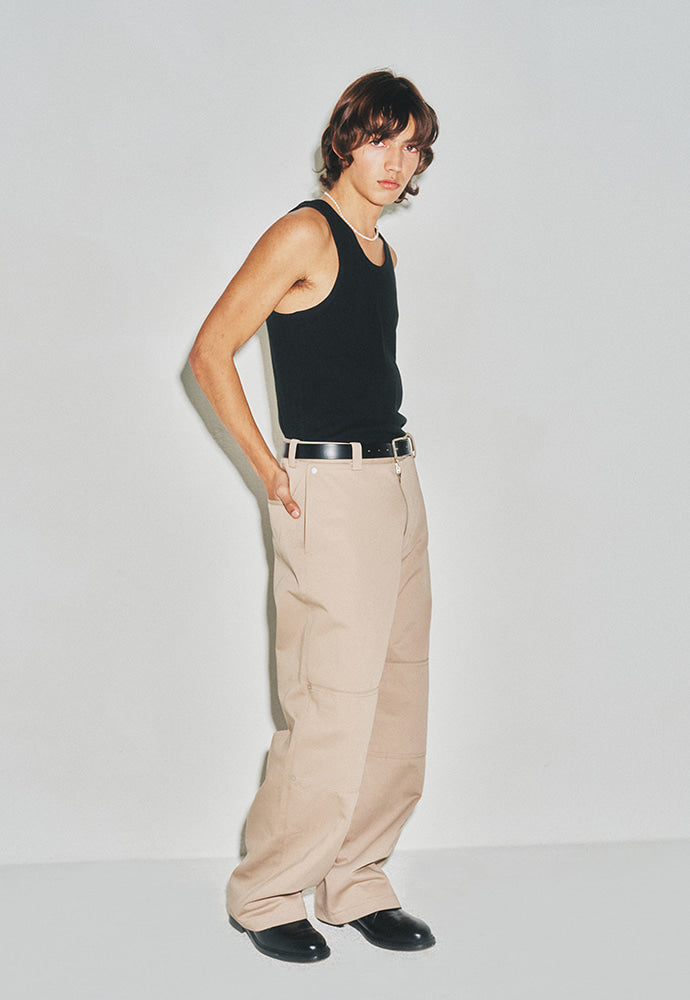 Tonywack - Hard Twist Semi-Wide Cut Double Knee Pants (Beige) product image 3 | TRAB K-Fashion Australia