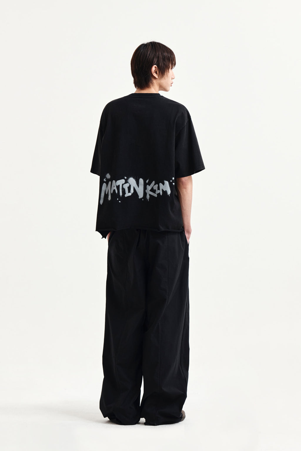 Matin Kim - Raw Cut Graffiti Logo Top (Black) product image 9 | TRAB K-Fashion Australia