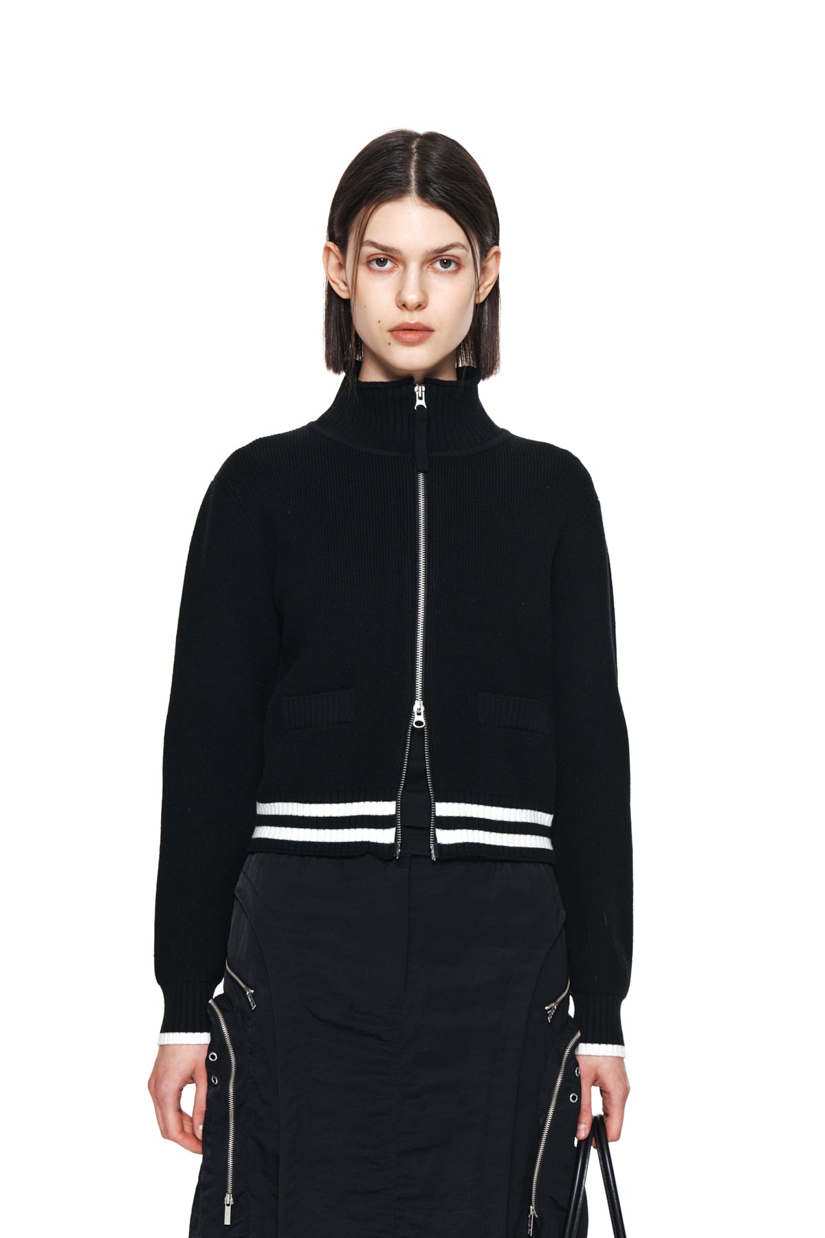 Matin Kim - Spell Point Stripe Knit Cardigan (Black) product image 6 | TRAB K-Fashion Australia