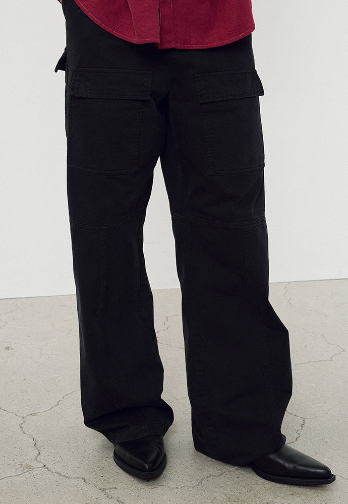 Tonywack - Wide-Leg Garment Washed Cargo Pants (Faded Black) product image 4 | TRAB K-Fashion Australia