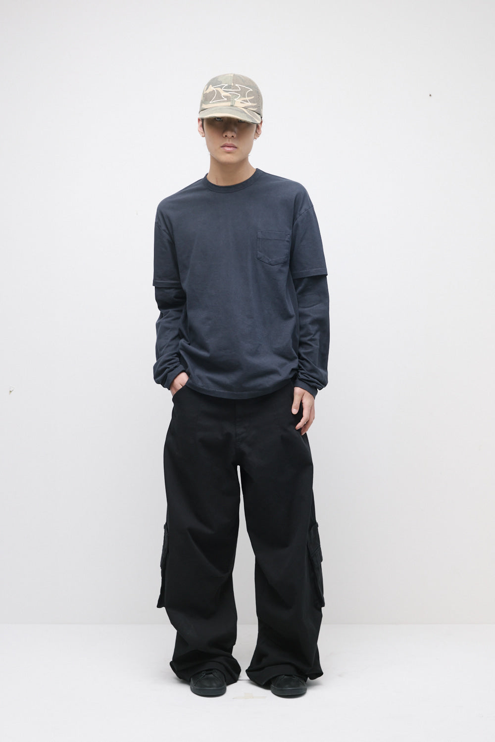 Hatchingroom - Split Tee Over Dyed Blue (Charcoal) product image 9 | TRAB K-Fashion Australia