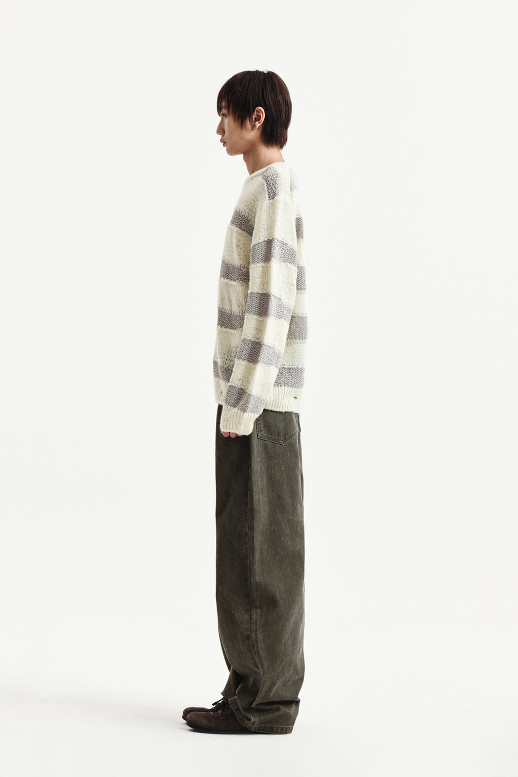 Matin Kim - Texture Block Stripe Knit Pullover (Light Yellow) product image 11 | TRAB K-Fashion Australia