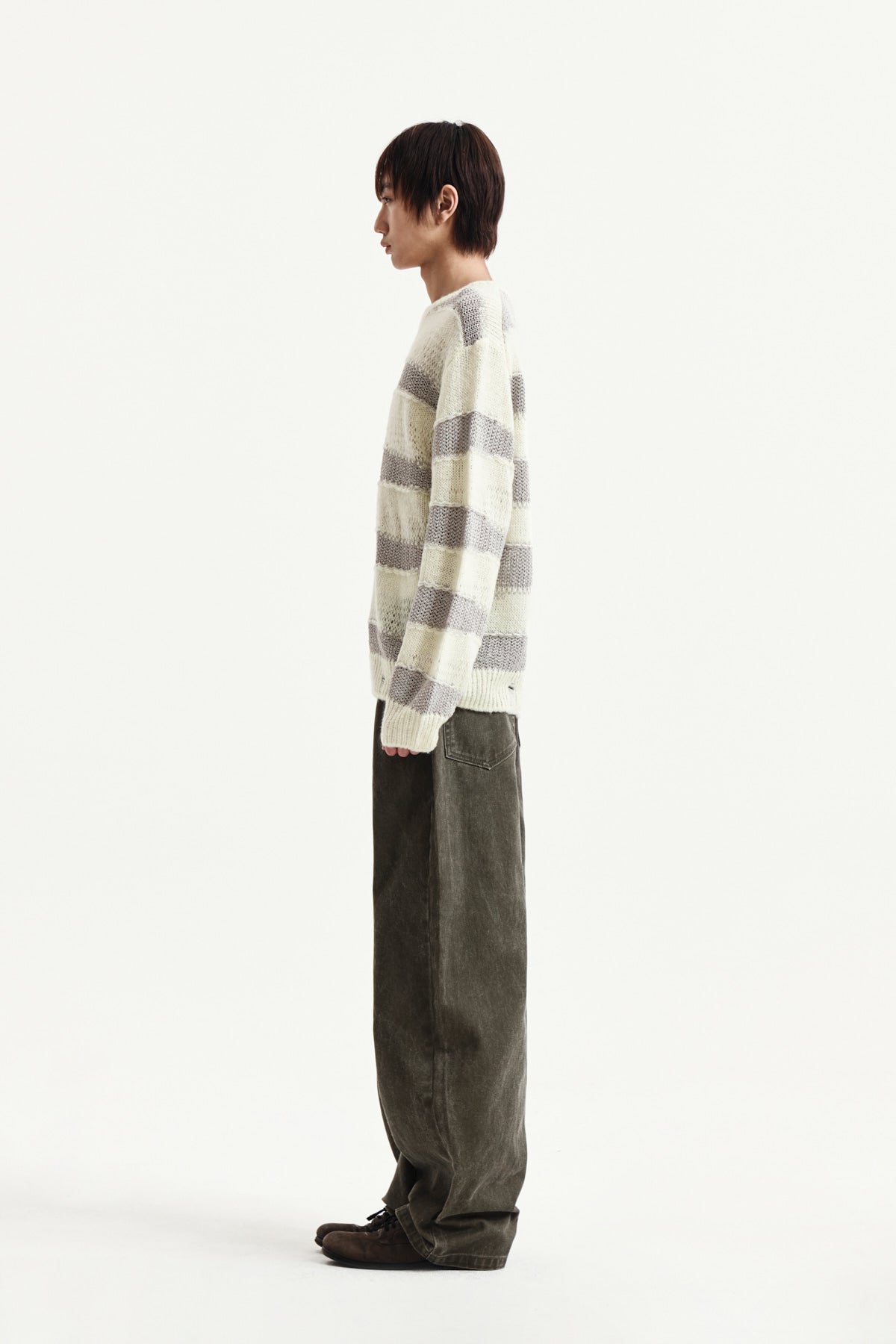 Matin Kim - Texture Block Stripe Knit Pullover (Light Yellow) product image 11 | TRAB K-Fashion Australia