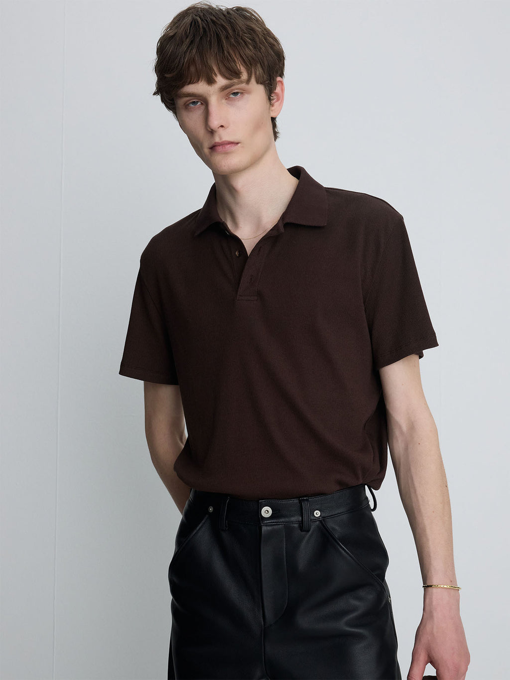 Tonywack - Soft Ribbed Polo Shirt (Brown) product image 8 | TRAB K-Fashion Australia