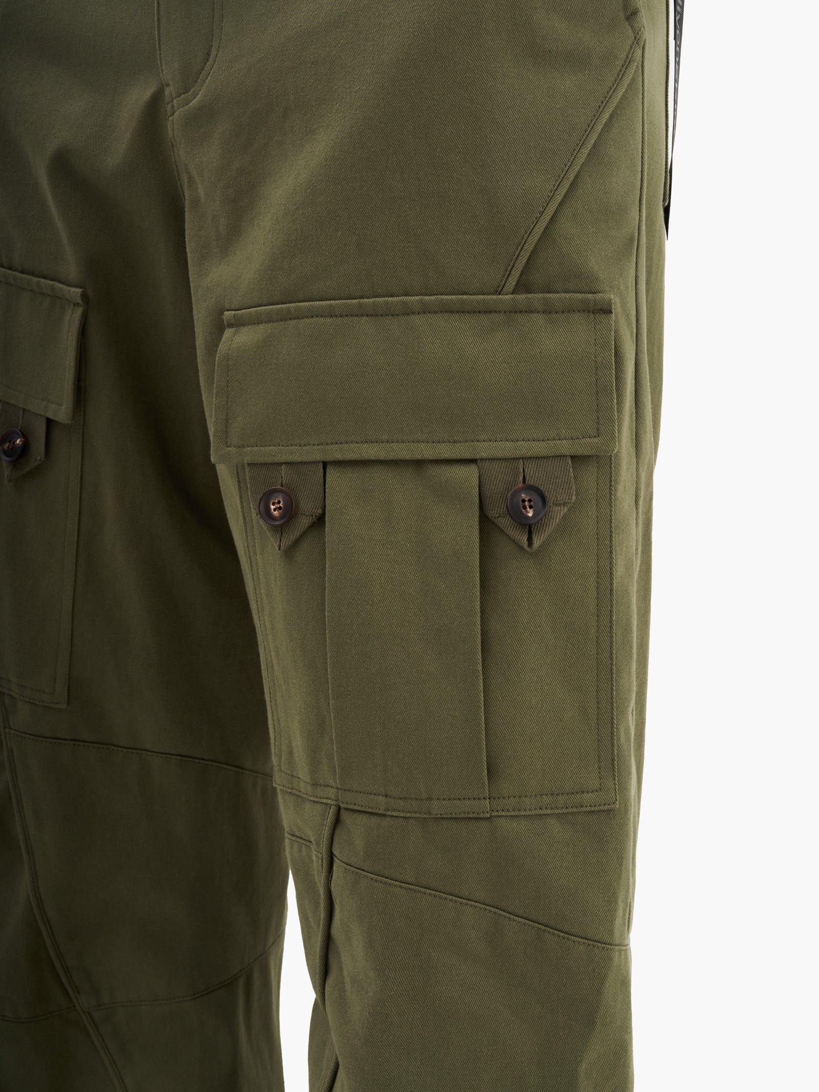 Jiyong Kim - Curved Multi-Pocket Trousers (Green) product image 4 | TRAB K-Fashion Australia