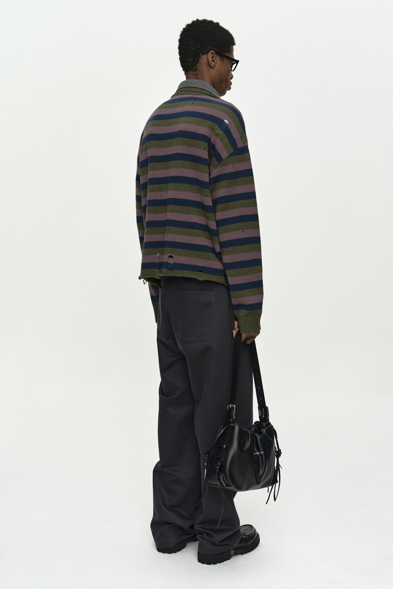 Andersson Bell - Double Layered Stripe Half Zip-Up Sweater (Blue/Grey) product image 2 | TRAB K-Fashion Australia