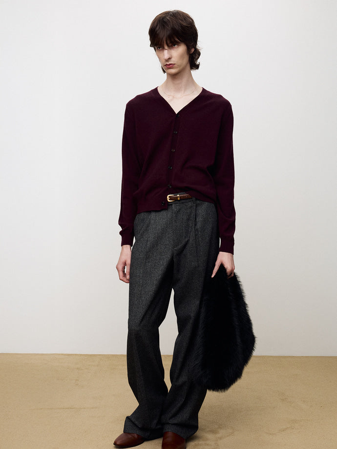 Tonywack - Super Fine Merino Wool Knit Cardigan (Burgundy) product image 1 | TRAB K-Fashion Australia