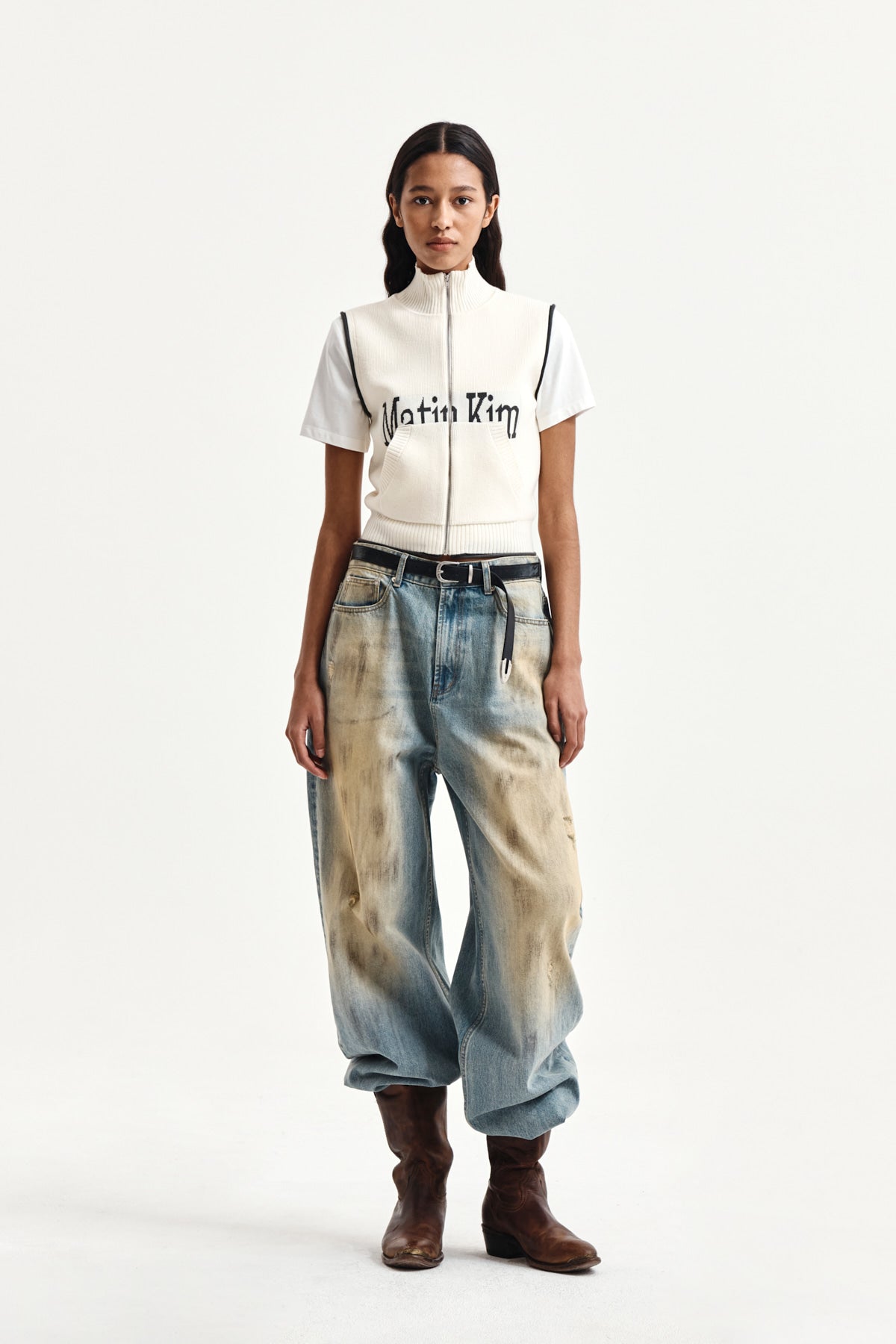 Matin Kim - Matin Spell Point Knit Zip Up Vest (Ivory) product image 8 | TRAB K-Fashion Australia