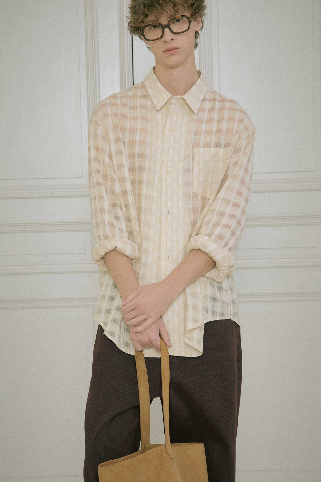 STU - Comfortable Check Shirt (Beige) product image 17 | TRAB K-Fashion Australia