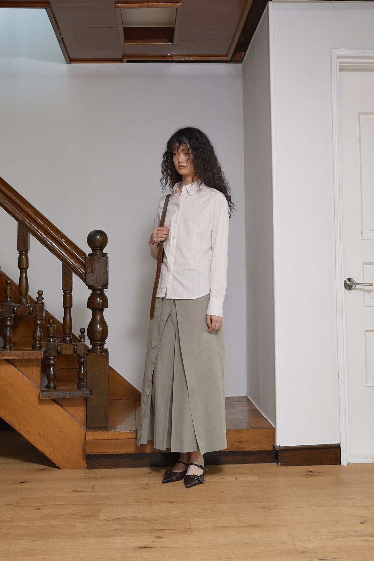 Matin Kim - Cuffs Button Point Stripe Shirt (Light Pink) product image 7 | TRAB K-Fashion Australia