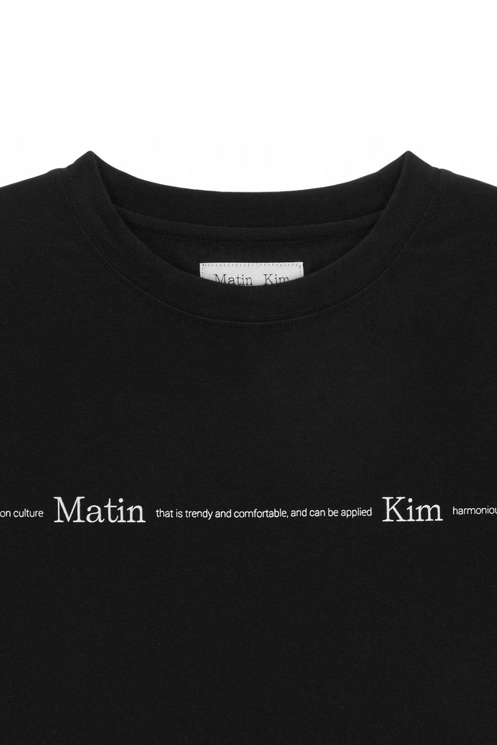 Matin Kim - Matin Small Line Logo Stitch Crop Top (Black) product image 3 | TRAB K-Fashion Australia