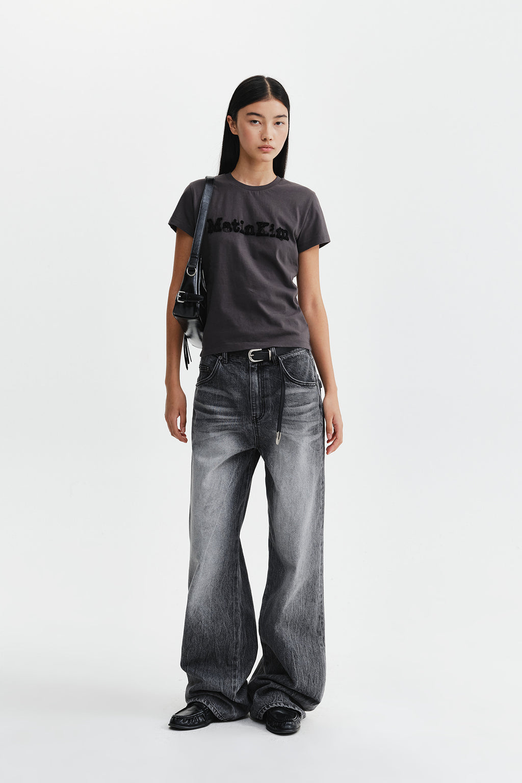 Matin Kim - Applique Logo Slim Top (Charcoal) product image 10 | TRAB K-Fashion Australia