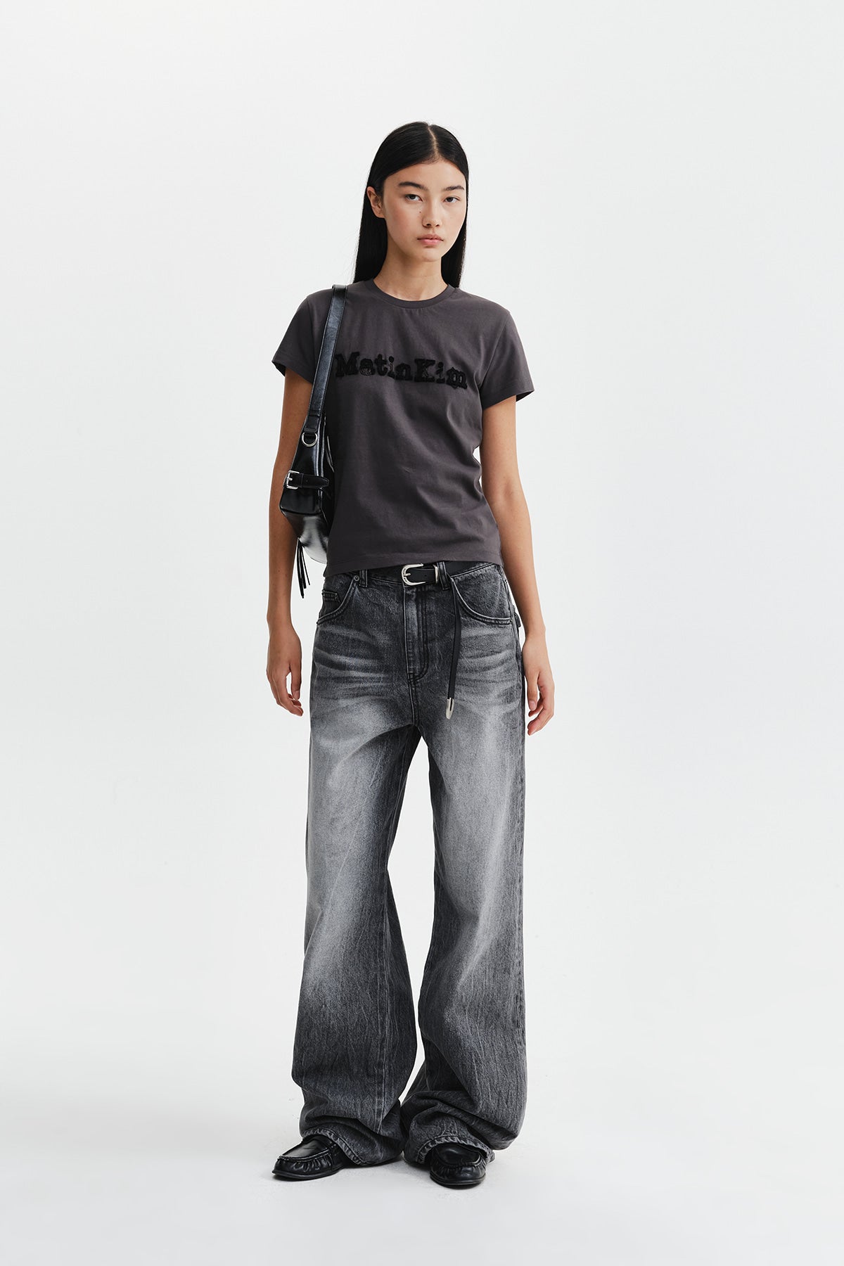 Matin Kim - Applique Logo Slim Top (Charcoal) product image 10 | TRAB K-Fashion Australia
