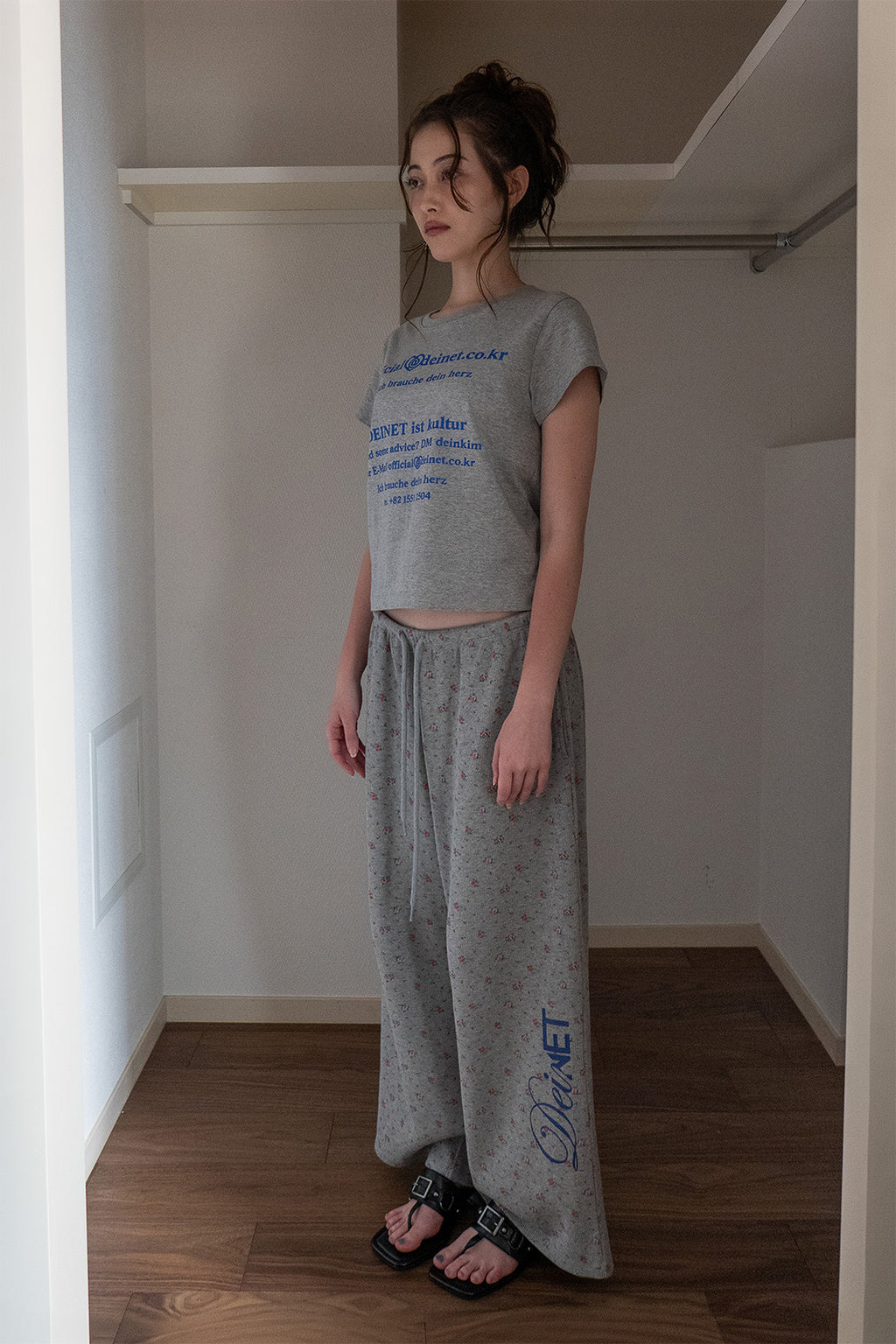 Deinet - Soft Waffle Flower Jersey Pants (Melange Grey) product image 2 | TRAB K-Fashion Australia