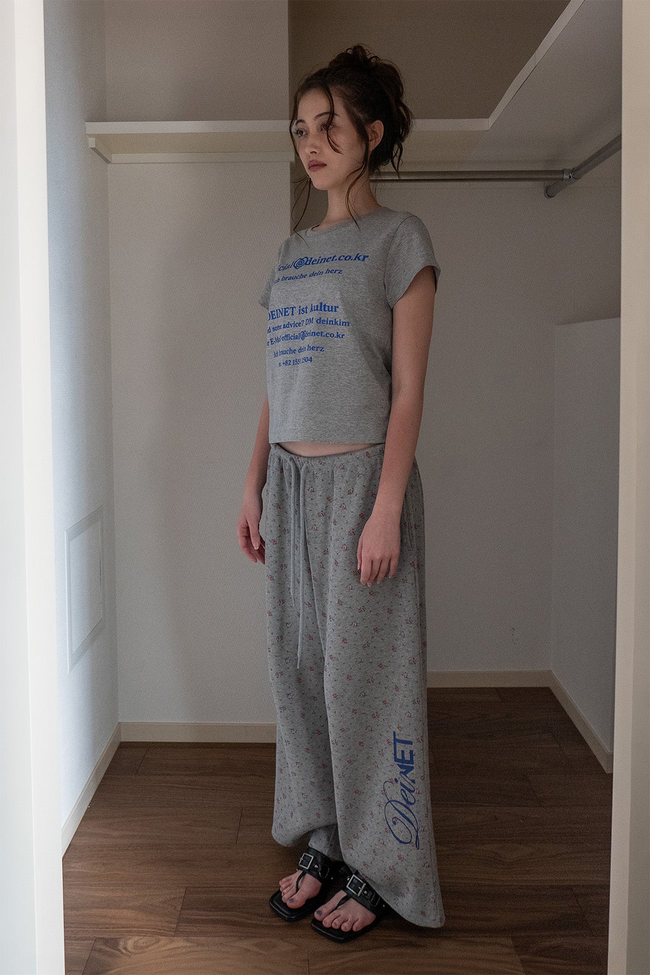 Deinet - Soft Waffle Flower Jersey Pants (Melange Grey) product image 2 | TRAB K-Fashion Australia