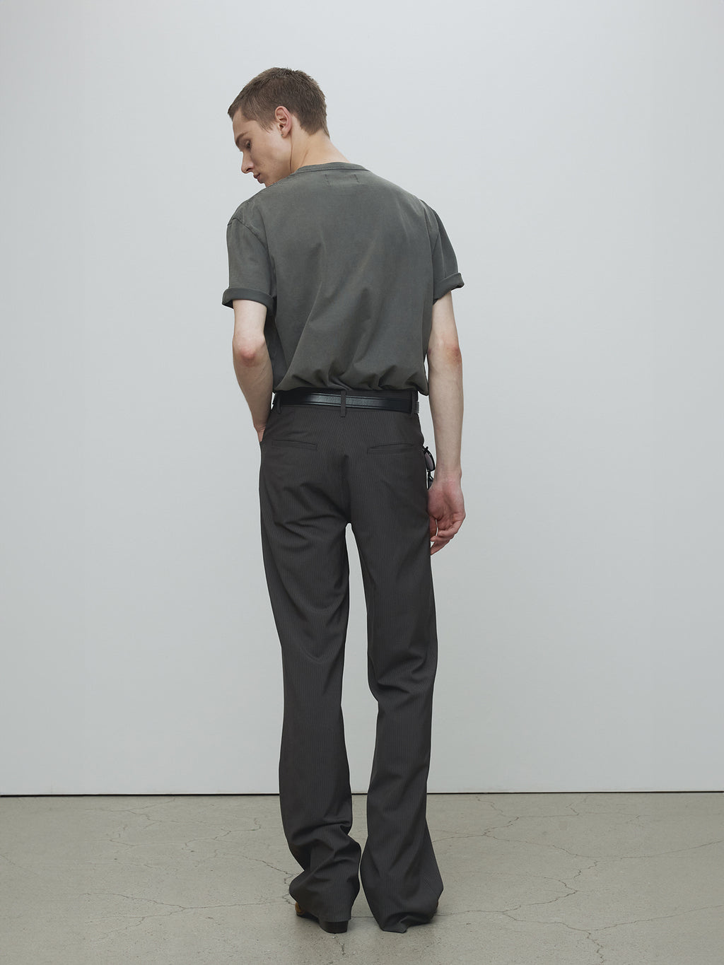 Tonywack - Vintage Stripe Flared Leg Pants (Olive Charcoal) product image 5 | TRAB K-Fashion Australia