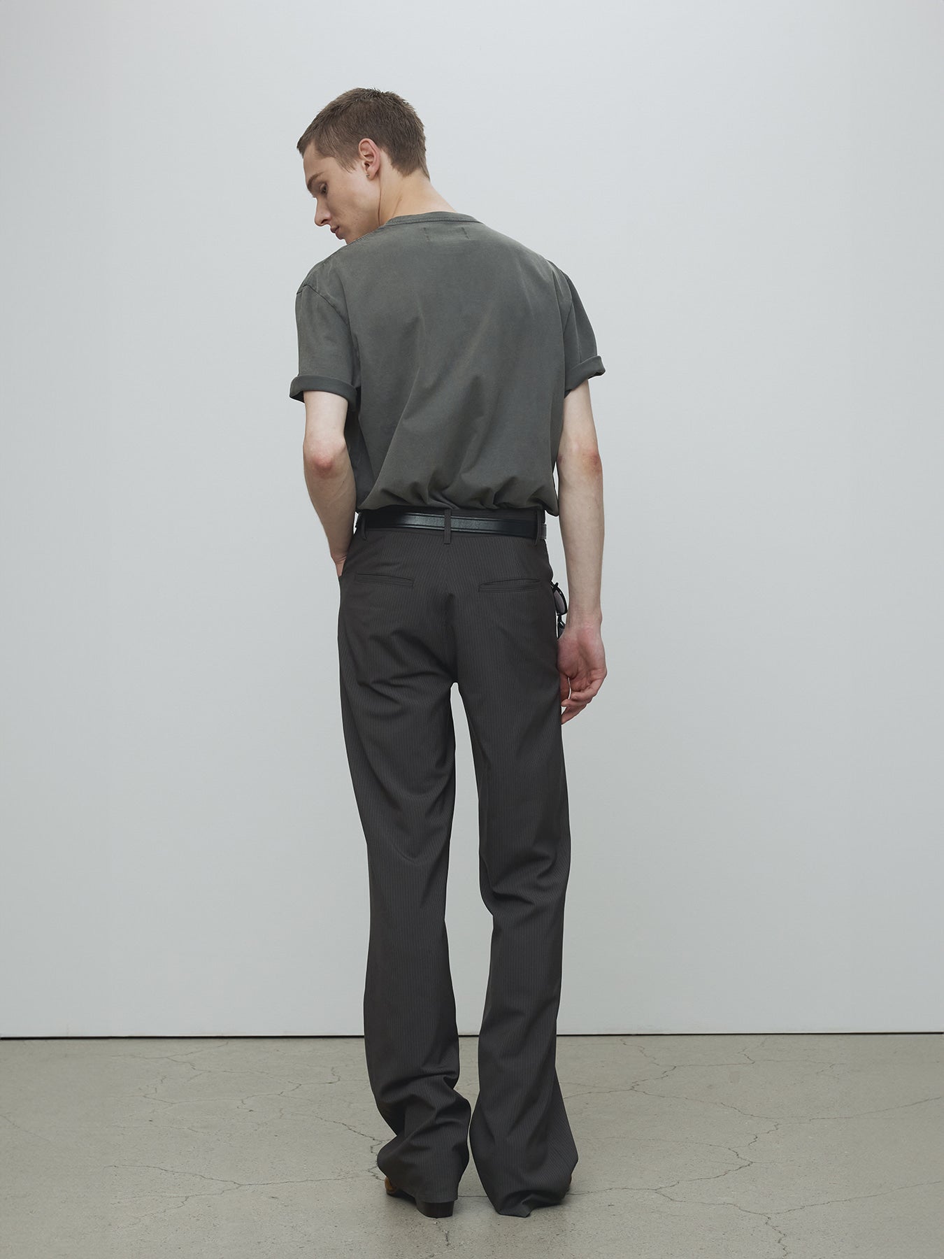Tonywack - Vintage Stripe Flared Leg Pants (Olive Charcoal) product image 5 | TRAB K-Fashion Australia
