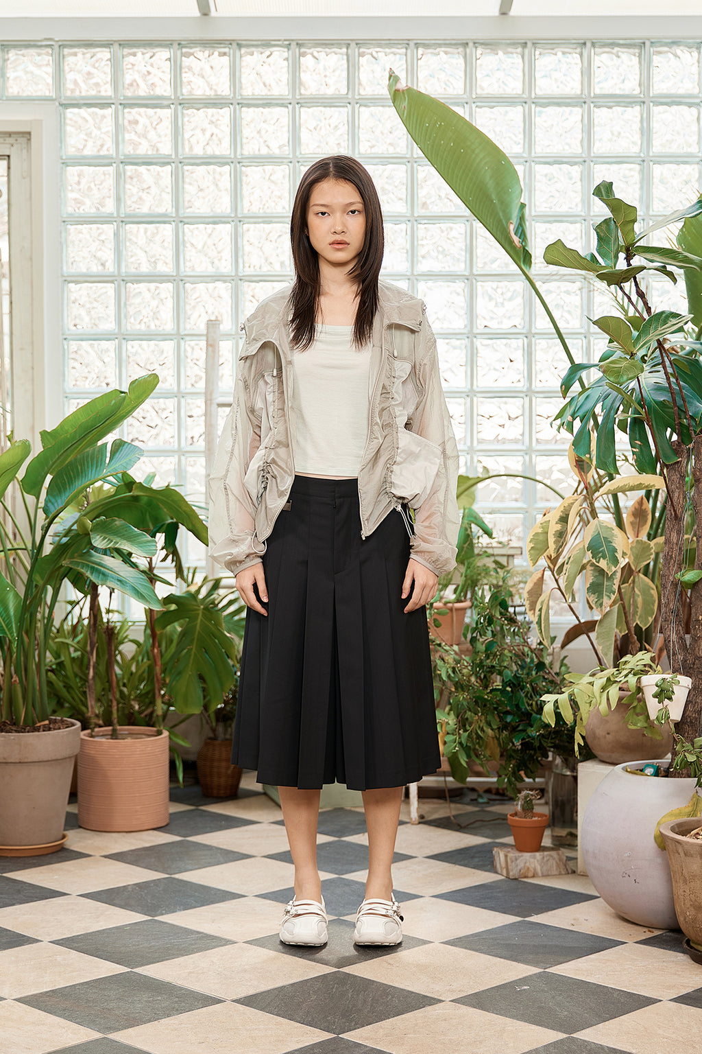 Matin Kim - Hoody Point Crop Light Windbreaker (Light Beige) product image 16 | TRAB K-Fashion Australia