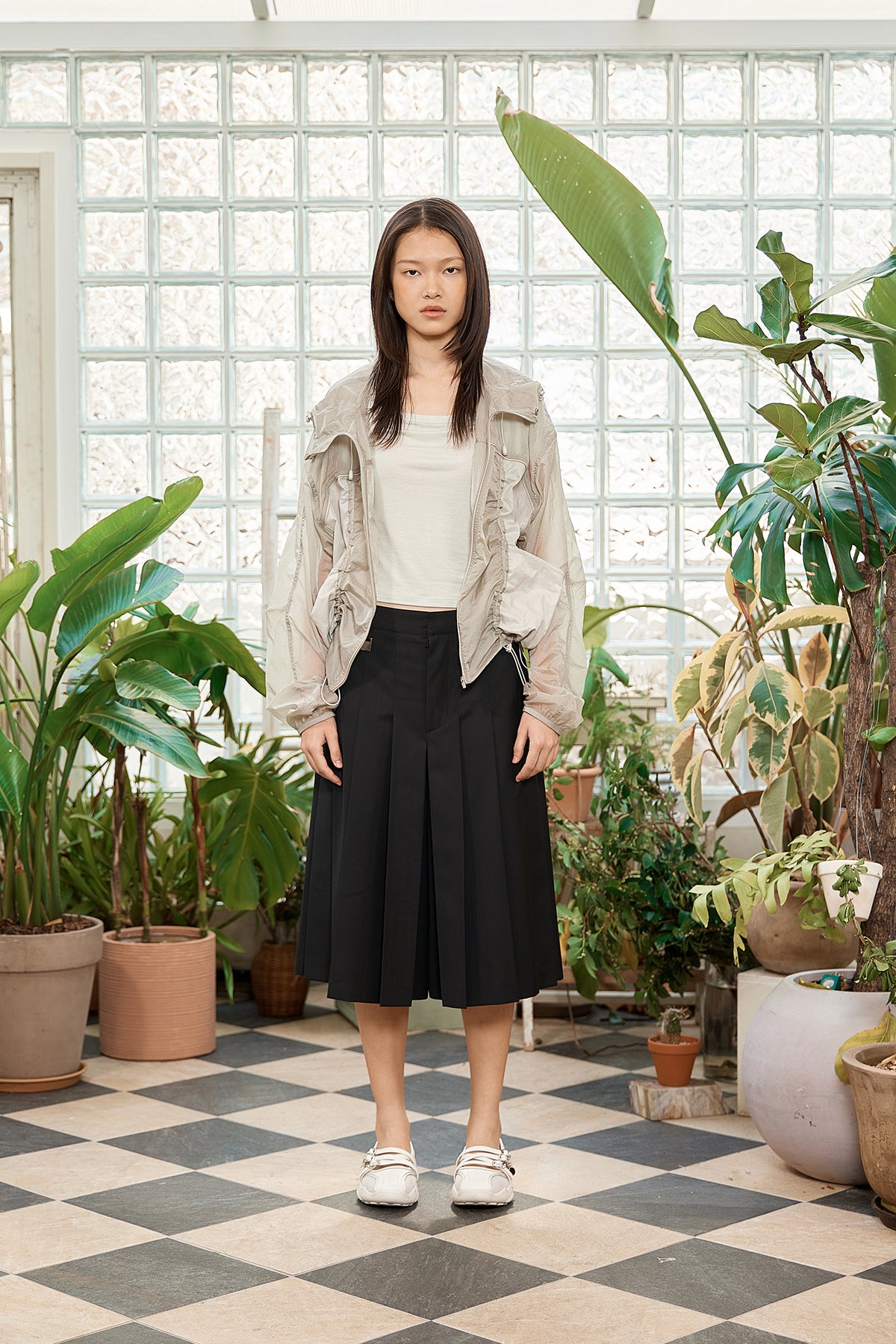 Matin Kim - Hoody Point Crop Light Windbreaker (Light Beige) product image 16 | TRAB K-Fashion Australia